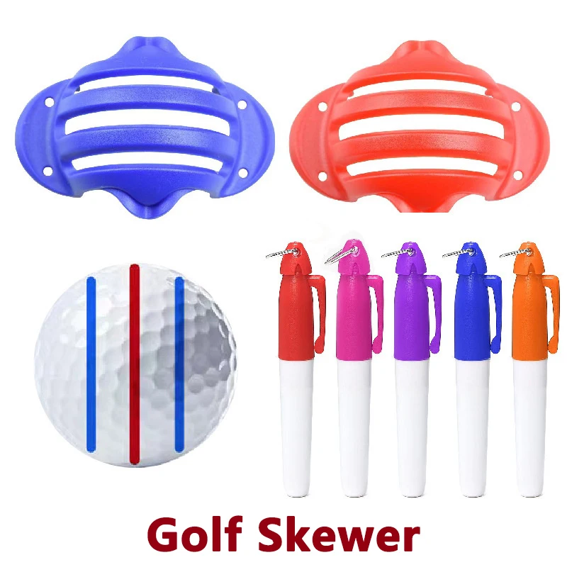 Golf Ball Line Marker With 2 Pens Set Golf Balls Template Alignment Putting Exerciser Golf Accessories