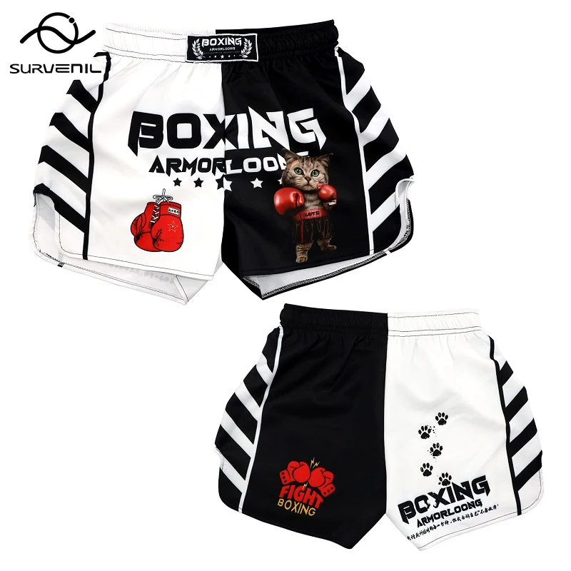 Muay Thai Shorts Printing MMA Shorts Polyester Breathable Tiger Kickboxing Pants Men Women Kids Martial Arts Combat Fight Wear