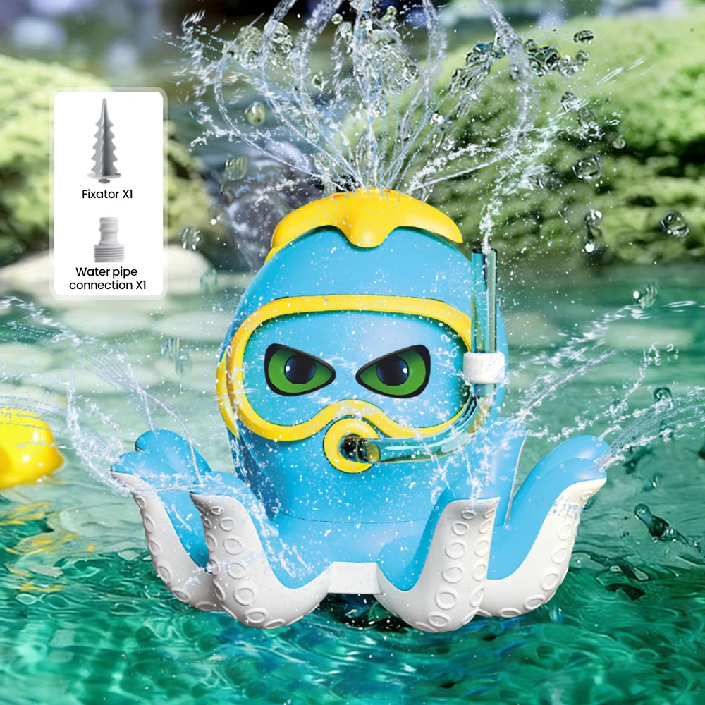 outdoor Water Toy Baby Bath Toys Cartoon Squid windmill Sprinkler Rotating Spray Garden Yard  Fun Games Toys for Kids boys girls