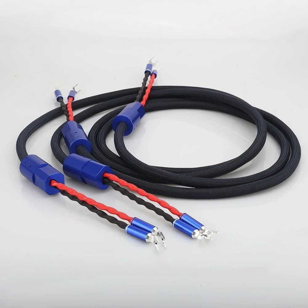 คู่ Audiocrast Silver Plated Audiophile สายลําโพง Spade to spade ปลั๊กลําโพงสําหรับ HIFI Amplifer