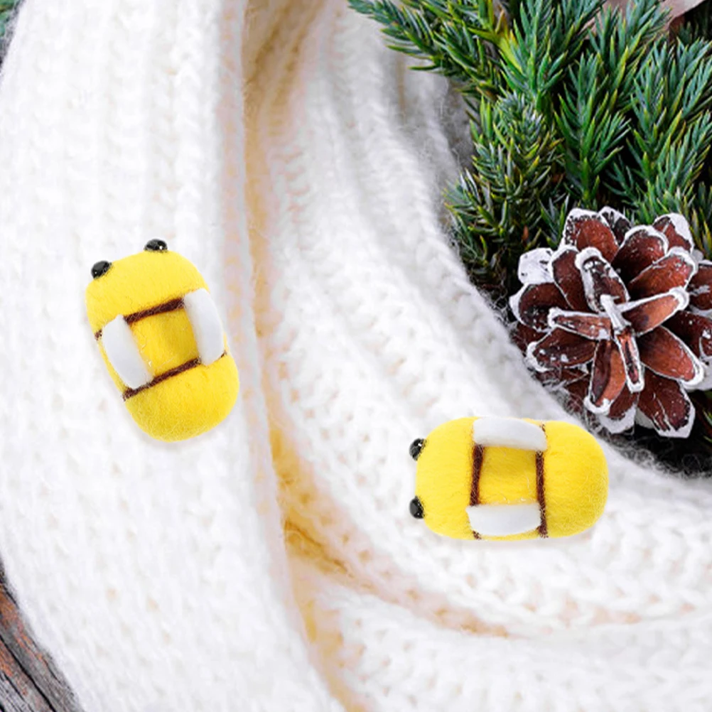 

35pcs Wool Felt Hair Accessories Bright Colorful Bee Craft Ornaments for DIY Projects Home Decor Clothes Embellishments
