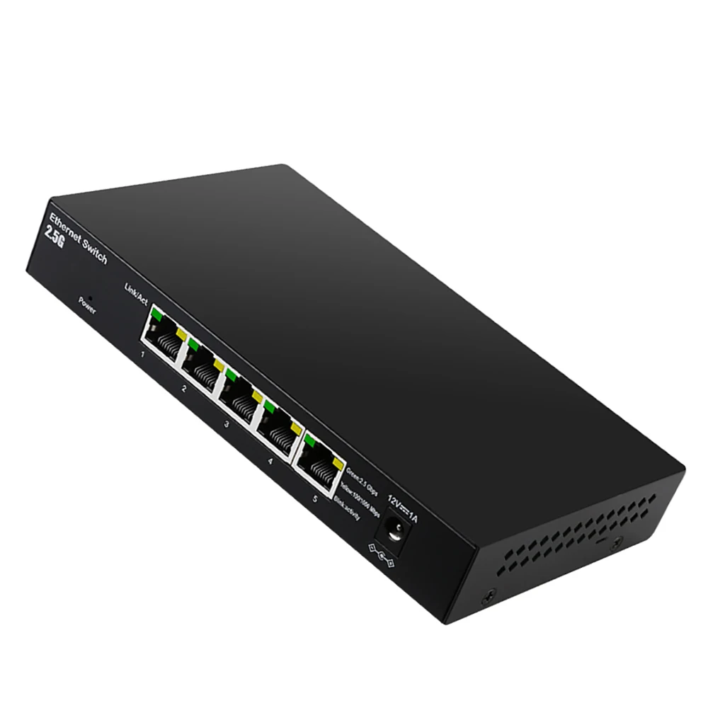 Imagem -04 - Poe Ethernet Switch 12v 1a Portas Gigabit Hub Divisor de Internet Plug And Play 100 1000 2500mbps Portas Rj45