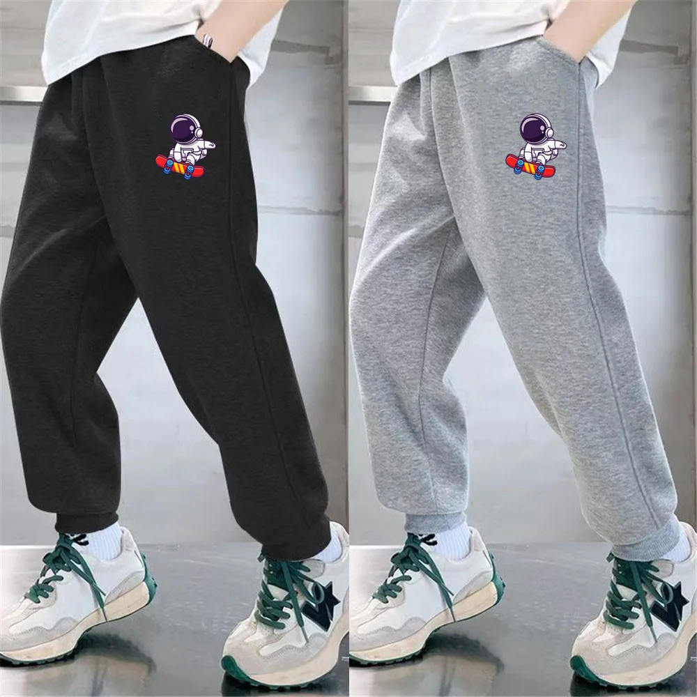2026 Autumn Boy Sweatpants  Elastic Waist Kids Fashion Trousers Teens WIFI Print Cartoon Sports Pants 3-14years