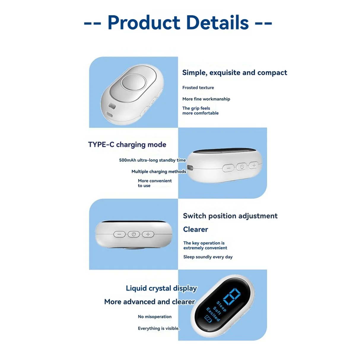 

New 3C-New Microcurrent Assist Instrument Intelligent Portable Sleep Aid Sleep Calming Sleep Aid Handheld Sleep Instrument