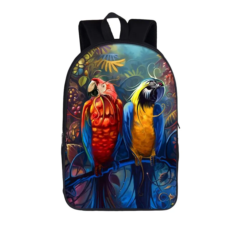 Cute Bird Owl / Parrot Print Backpacks for Teenager Children School Bags Women Rucksack Kid School Multifunctional Backpacks