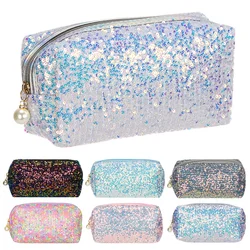 Fashion Glitter Mermaid Sequin Makeup Bag High-capacity Reversible Double Color Cosmetic Bag Lazy Makeup Zipper Pouch Handbags