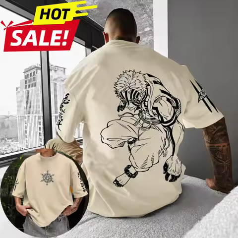 Akaza Anime New Demon Slayer Top 2026 Y2k Harajuku Men Summer Oversized T-Shirt Loose Women Streetwear Casual Short Sleeve Tee