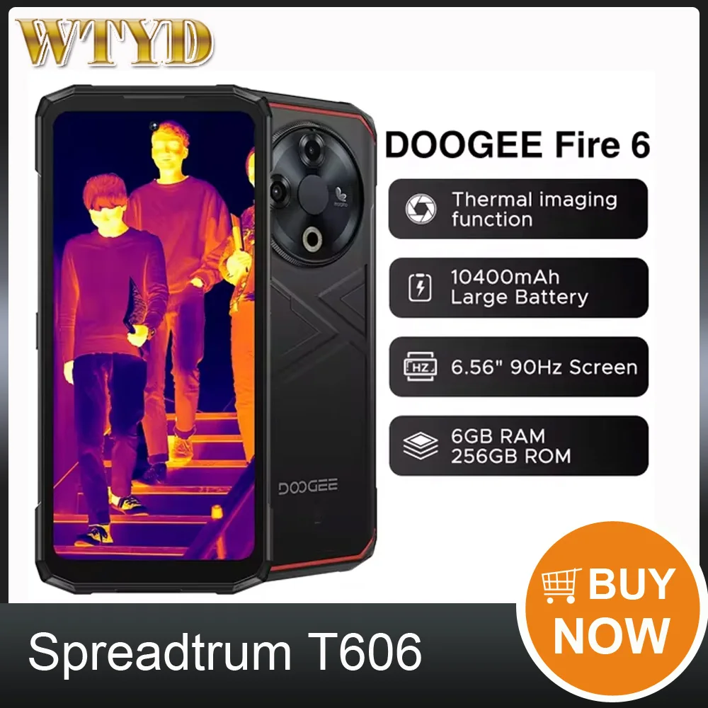 DOOGEE Fire 6 Rugged Phone Thermal Imaging 6GB+256GB 6.56