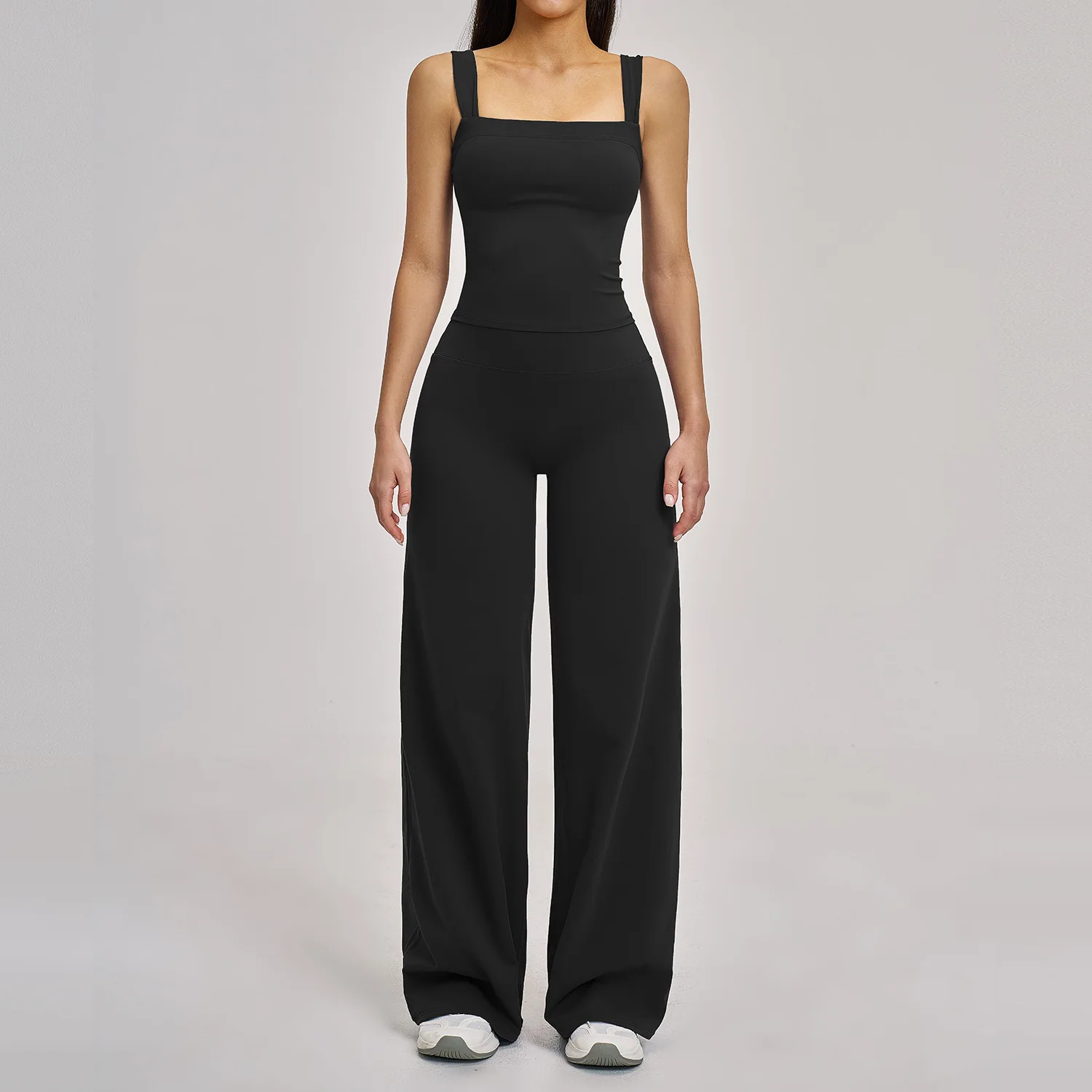 Maxdutti European And American Casual Yoga Set Straight Leg Wide Leg Sports Vest Set Quick Drying Sports And Leisure Set