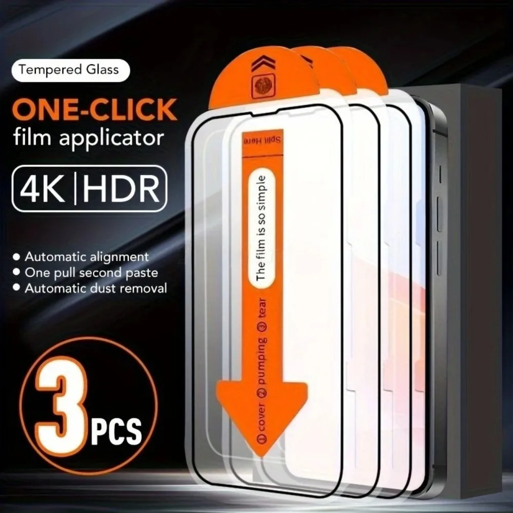 3er-Pack HD Klarer Displayschutz für iPhone 17 16 15 14 Pro Max 13 12 11 Pro 16 15 14 Plus XR XS Max – Einfache Installation Glasfolie