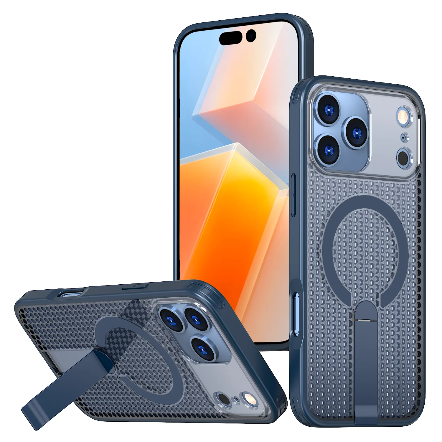 Wärmeableitende Magnetische Hülle für iPhone 17 Pro Max 17 Pro 17e Air Cover Stoßfeste Luftpolster-Netzschale für Magsafe Ständer