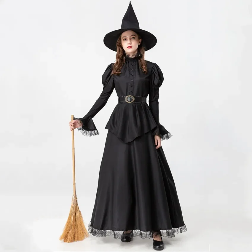 

Adult Halloween Cosplay Witch Black Costume Fantasy Sorceress Carnival Performance Dress UP