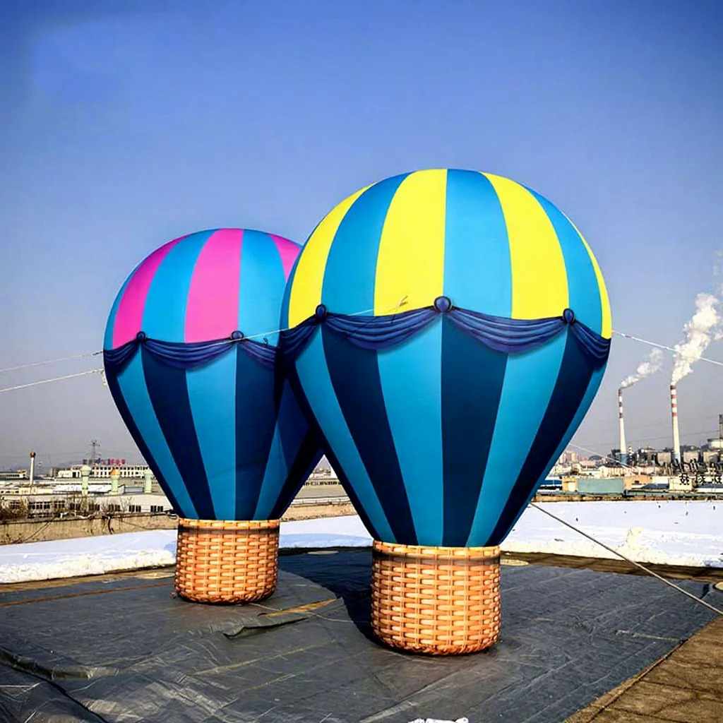 Giant Inflatable Hot Air Balloon with White LED Light Outdoor Plaza Decoration Props for Event Advertising