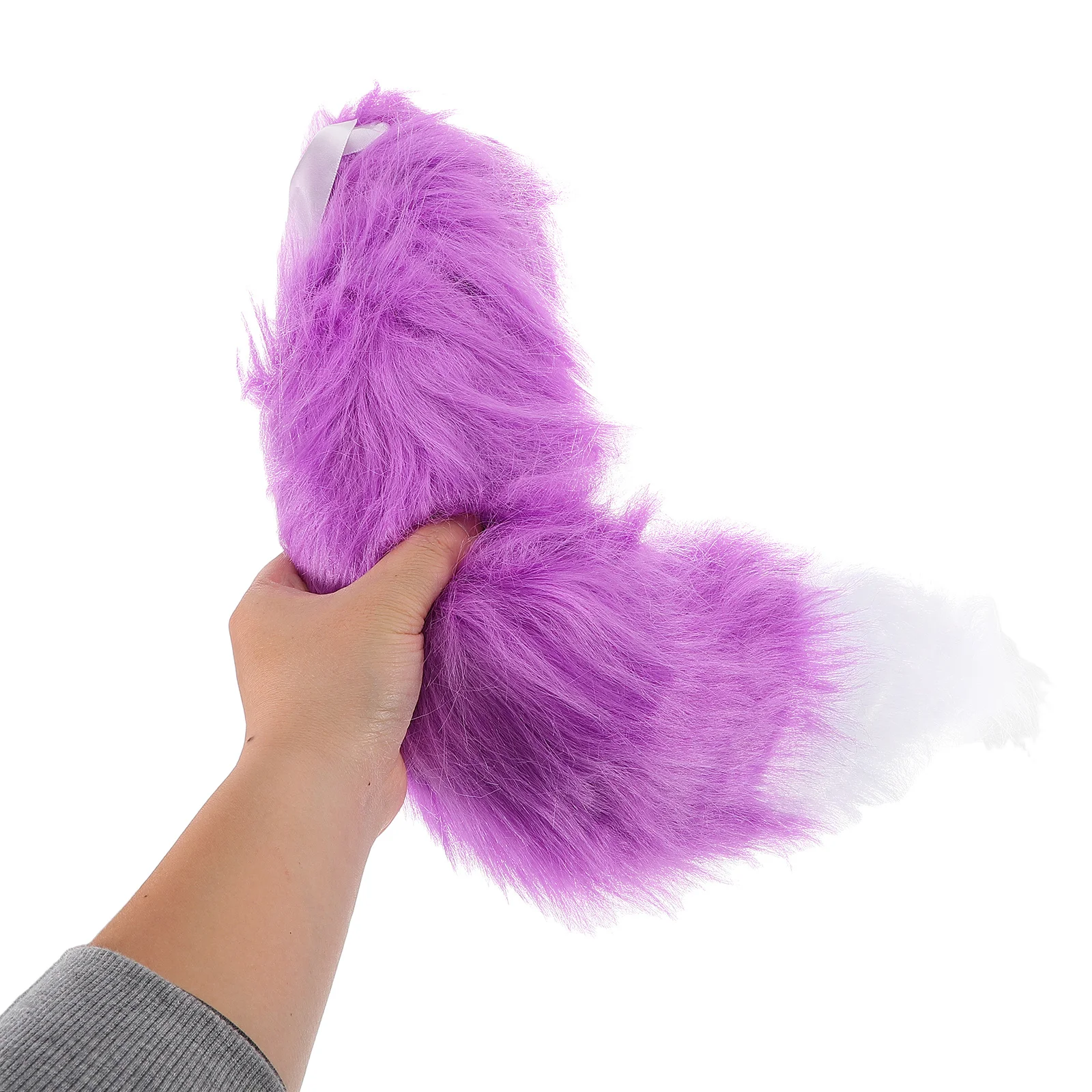 1 مجموعة آذان الثعلب خوذة مزدوجة الطبقات واقعية الحيوان زي الذيل تأثيري حفلة الهالوين ملحق الأذن الحيوان #3