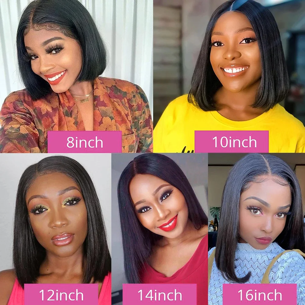 Bone Straight Bob Wig Human Hair 13x4 Lace Wigs HD Transparent Lace Human Hair 4x4 Short Wig Pre Plucked 200% Density For Women image 5