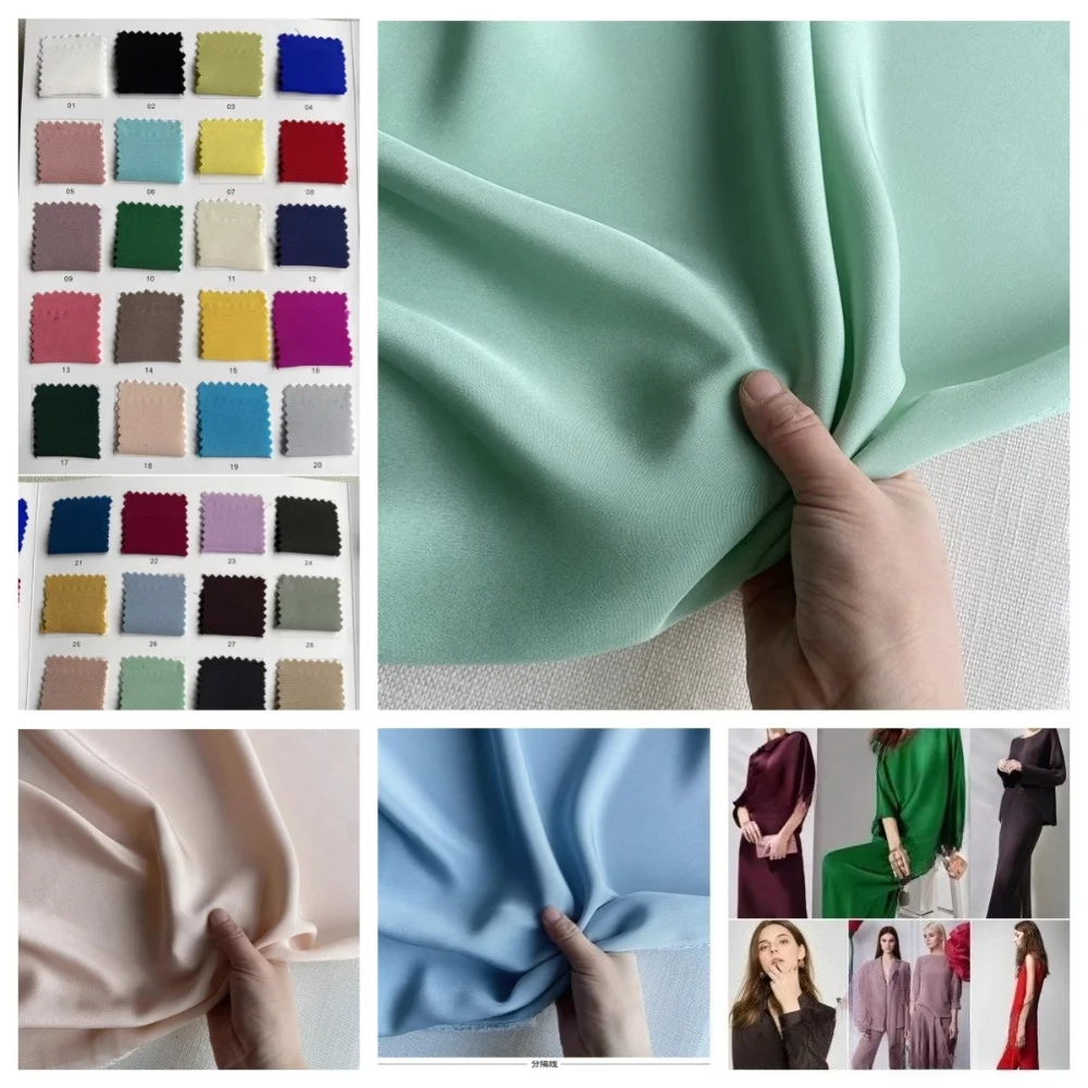 

Natural Mulberry Silk Double Twill Fabric for Fashion Clothing Dresses Pants Fabrics By The Meter Diy Sewing Cloth Material