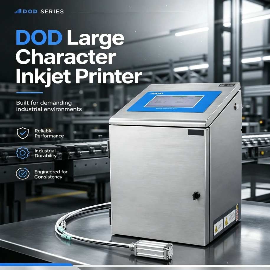DOCOD High Precision Date Coding Machine D100-KNT1 DOD Dot Large Character Inkjet Printer for Demanding Industrial Environments