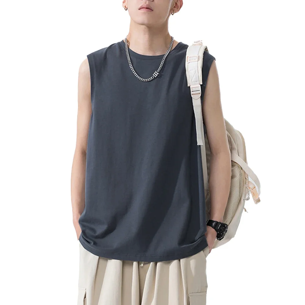 Casual Casual Vests Men Tank Tops 95 Polyester Regular Length Solid Pattern Sporty Style Loose Fit O-neck Design