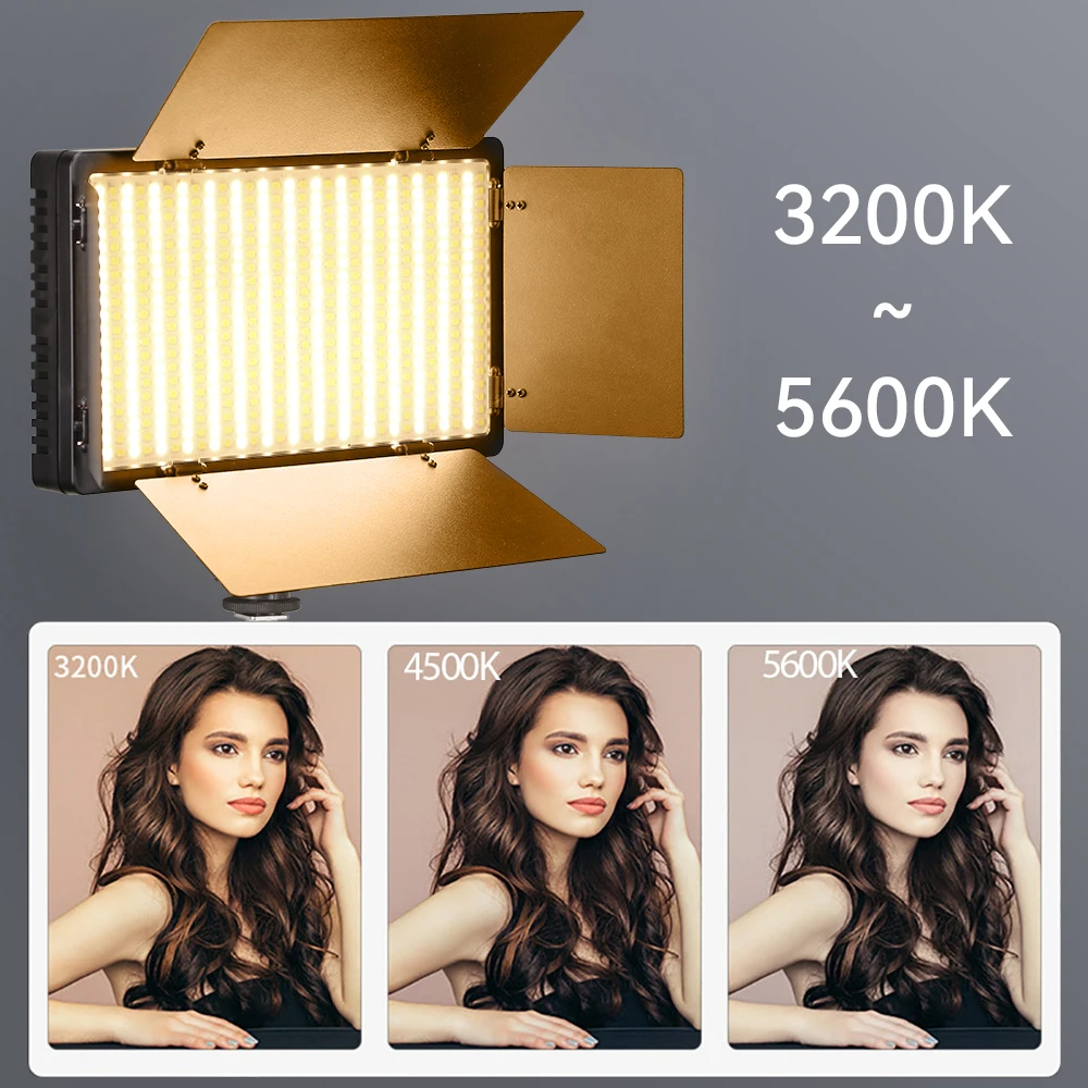 Photo Studio LED 3200K-5600K Video Fill Lamp Light Panel Photography Lighting with Tripod Stand Long Arm EU Plug for Live Stream