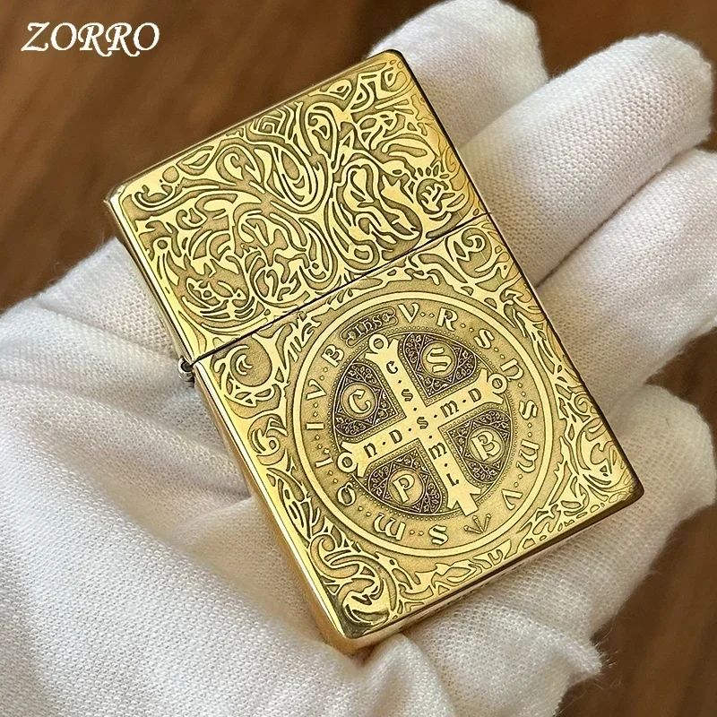 الأصلي ZORRO الكيروسين أخف الرجعية الإبداعية النحاس النقي قذيفة يندبروف النحاس السجائر محرك البنزين ولاعة التدخين
