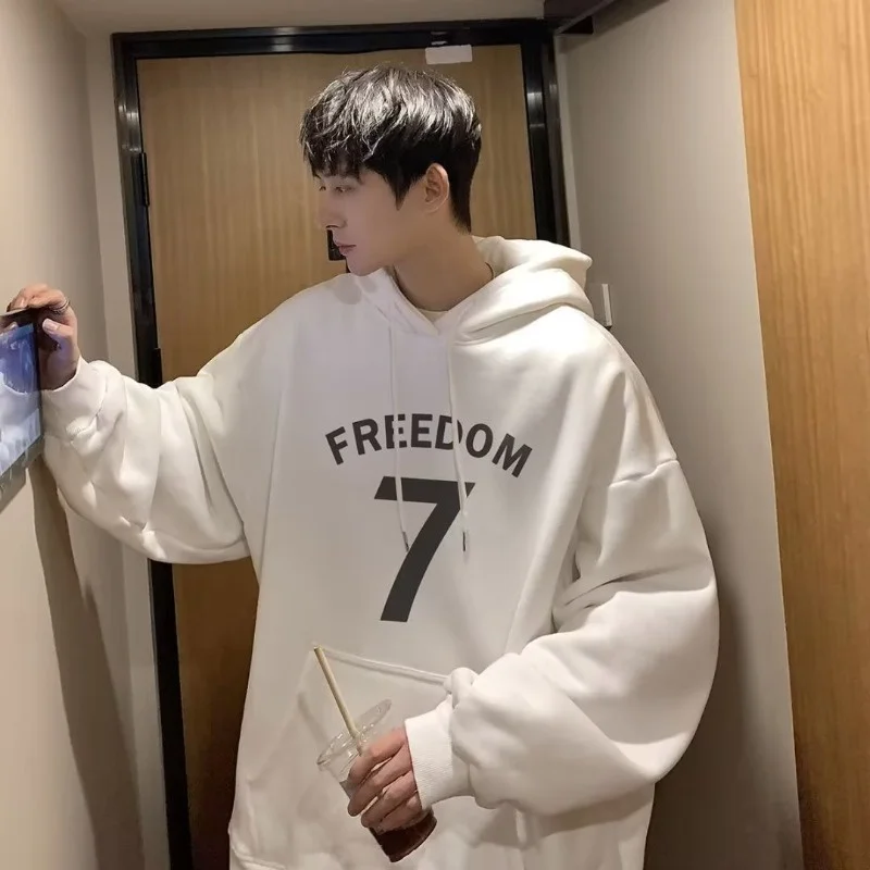 

Trendy Number 7 Printed Large Size Hoodie Korean Edition Loose Sportswear Casual Sweater Couple's Wear