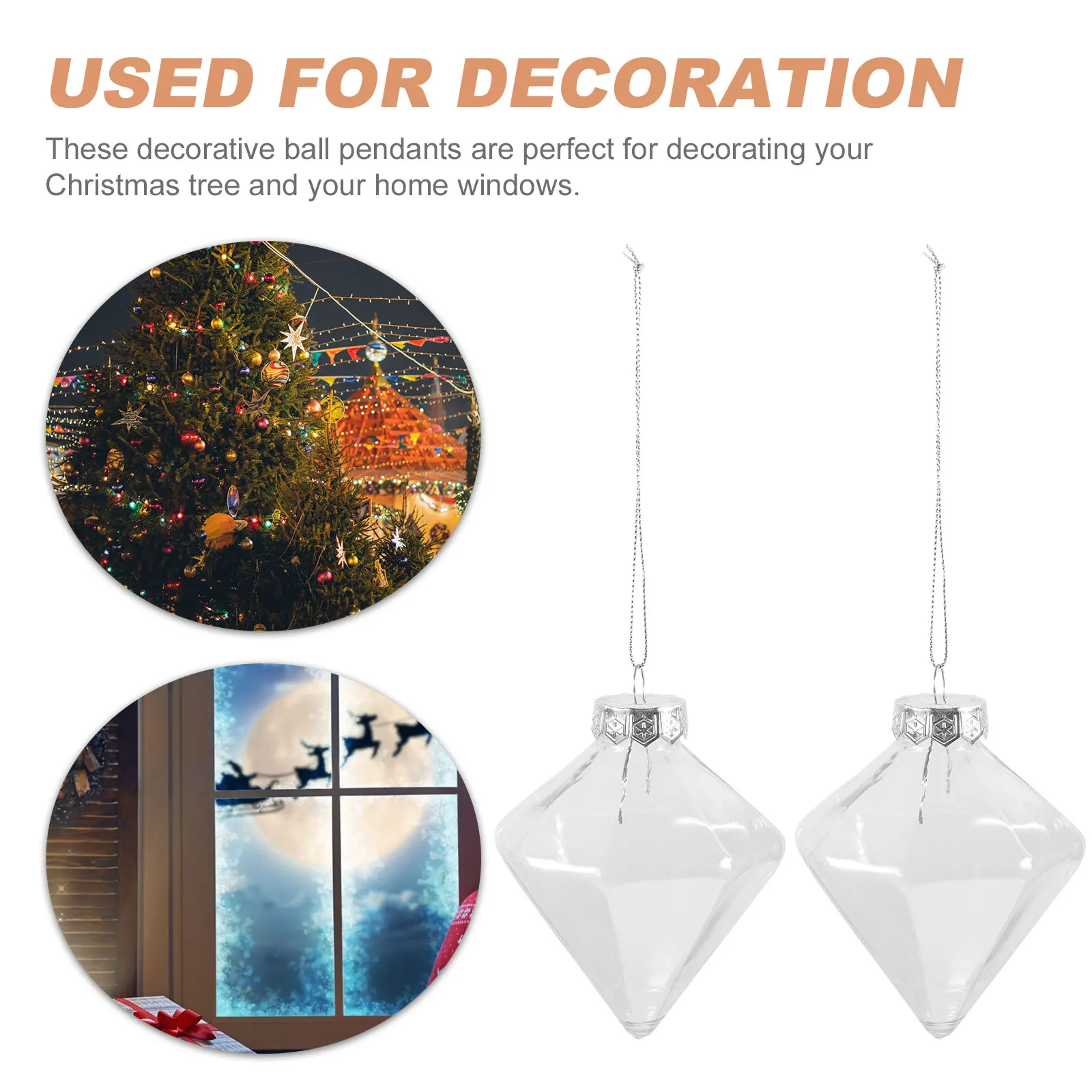 

16pcs Plastic Ball Christmas Decorations Fillable Clear Ornaments for Tree Home Party Hanging Baubles Xmas Tree Decorative