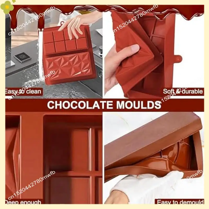 

LDHL 2Pcs Silicone Chocolate Bar Mold Chocolate Bar Mold For Stuffed Bar,Candy Bar Mold For Filling Pistachio Chocolate