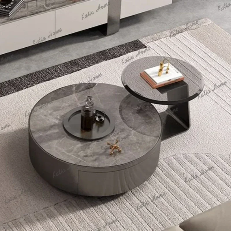 Factory Direct Storage Aesthetic Coffee Table Metal Stainless Steel Luxury Living Room Tea Table Modern Natural Tavolino Soggior