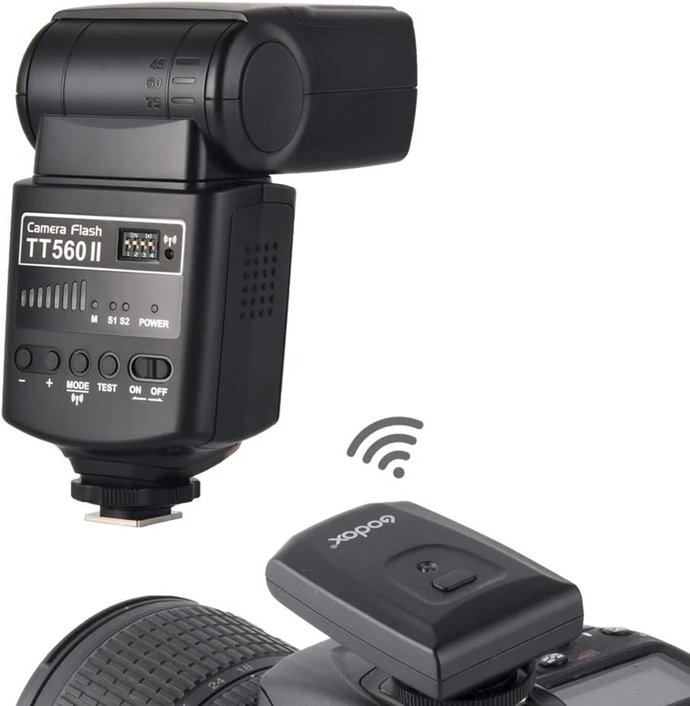 Godox-Flash d'appareil photo sans fil TT560II, lumière Speedlite, compatible avec les appareils photo reflex numériques IL, Nikon, Sony, Olympus, Pentax, Fuji, GN38, 433MHz