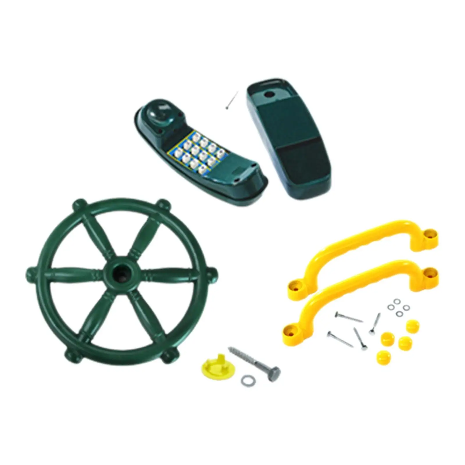 Toy Steering Wheel with Telephone for Children Tree House Playhouse Swing Set Outdoor Climbing Fun