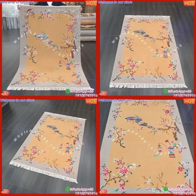 CECertificate 122x183cm Desert Colored Wool Rug Chinese Decorative Arts Hand Knotted Area Rug
