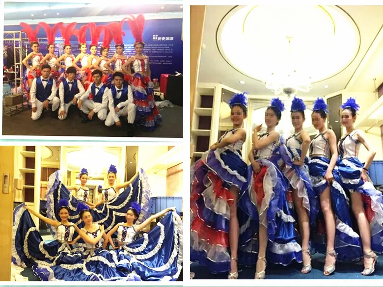 จัดส่งฟรีฝรั่งเศส Cancan เต้นรํา 360 กระโปรงชุดเวทีเซ็กซี่เปิดชุดเต้นรํา Carnival เครื่องแต่งกาย