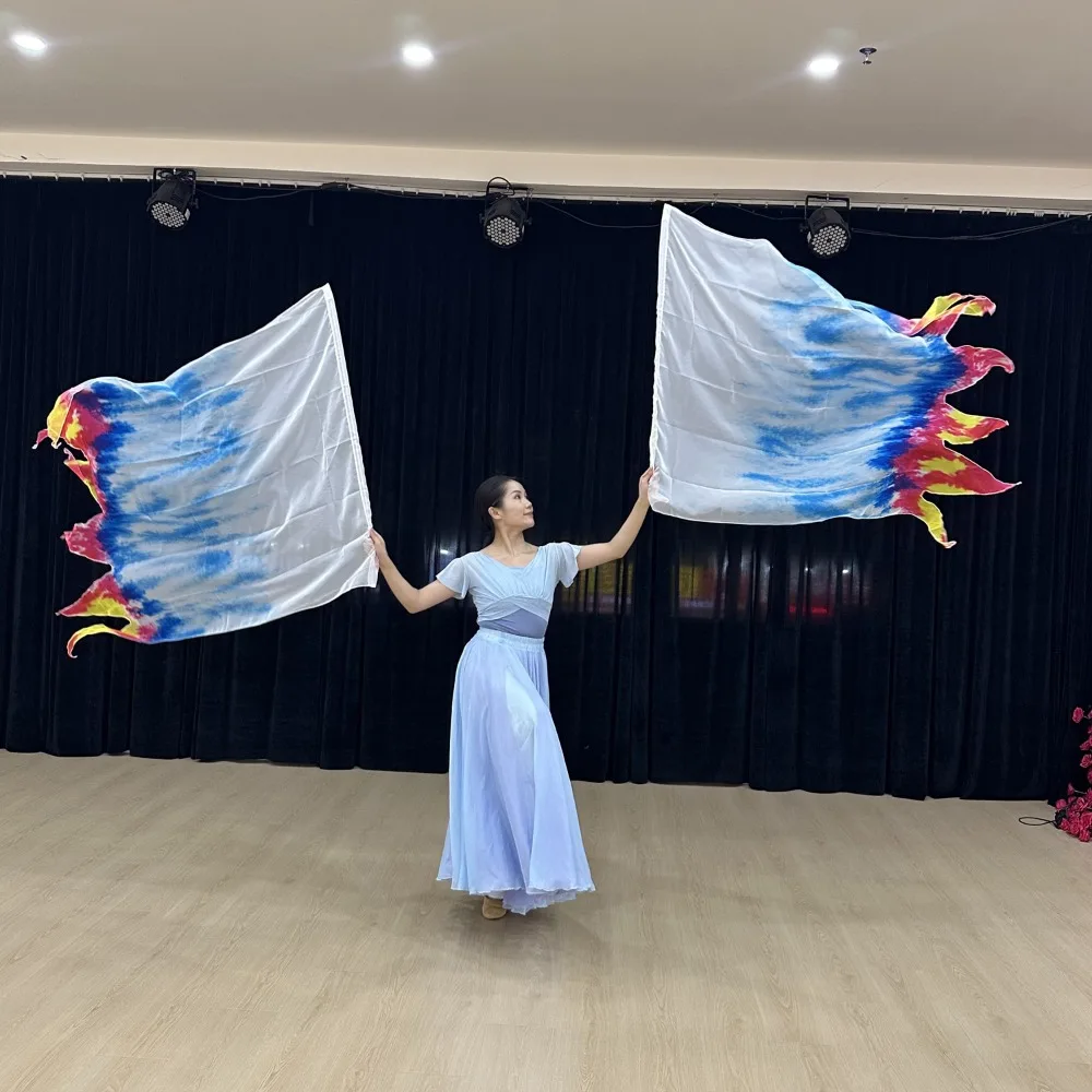 Belly Dance Flag Accessories Props Multicolor Scalable Rods Rectangle Flags Dance Performance Props with Telescopic Sticks