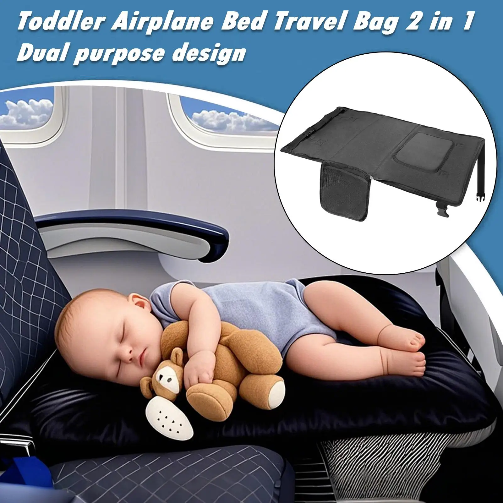 

Toddler Bed Foot Rest for Airplane Travel Portable Sleeping Mat with Carry-On Duffel Bag for Weekend Trips Gym Camping Car