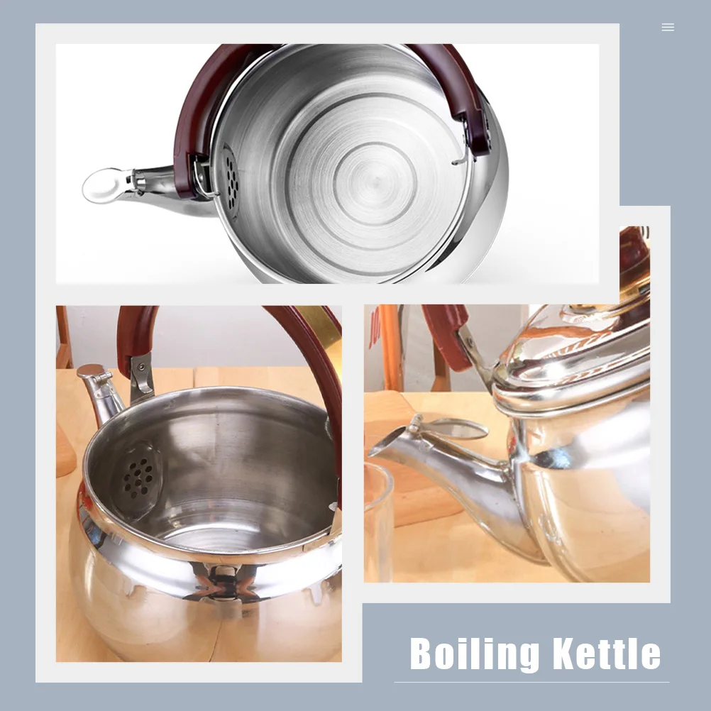 

1pc Kettle Stainless Steel Boiling Kettle Large Capacity Kitchen Water Pot Comfort Handle For Coffee Milk