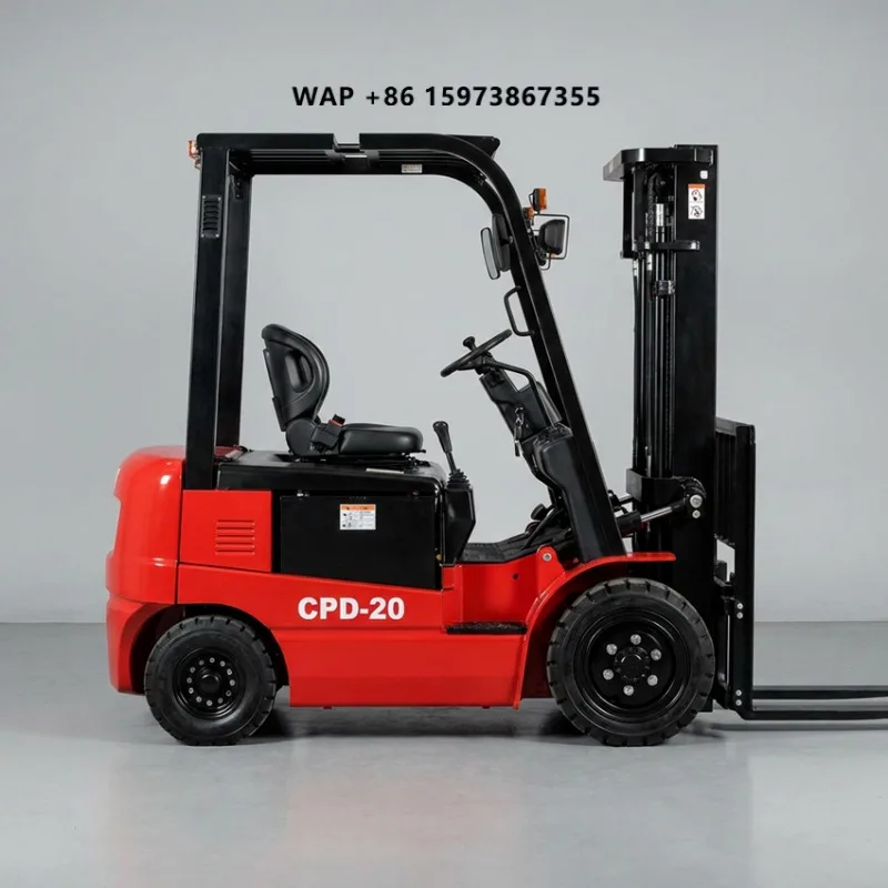 RONGYU RY100 60V Lithium-Ion Battery Mini Electric Forklift Hydraulic Side Shifter Solid Tires 2-Stage Mast Rough