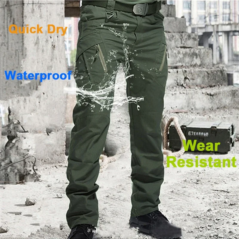 Men Cargo Pants Trousers Multi-pocket Waterproof Wear-resistant Casual Training Overalls Clothing Comfortable Breathable