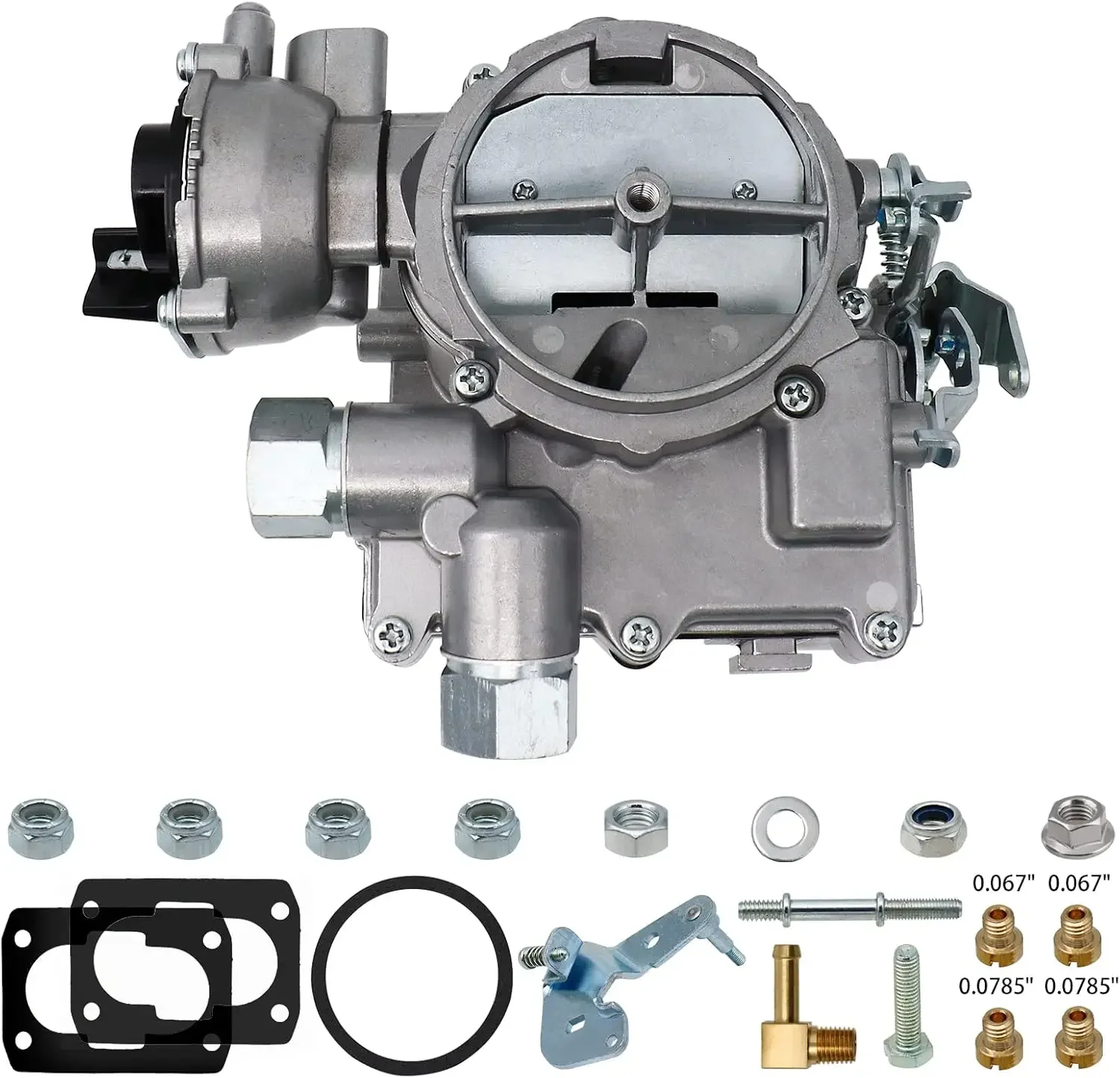 Marine Carburetor 2 Barrel Carb for Mercruiser 3.0L 2.5L 4 CYL Engines with Electric Choke Jets Long Linkage and Gasket