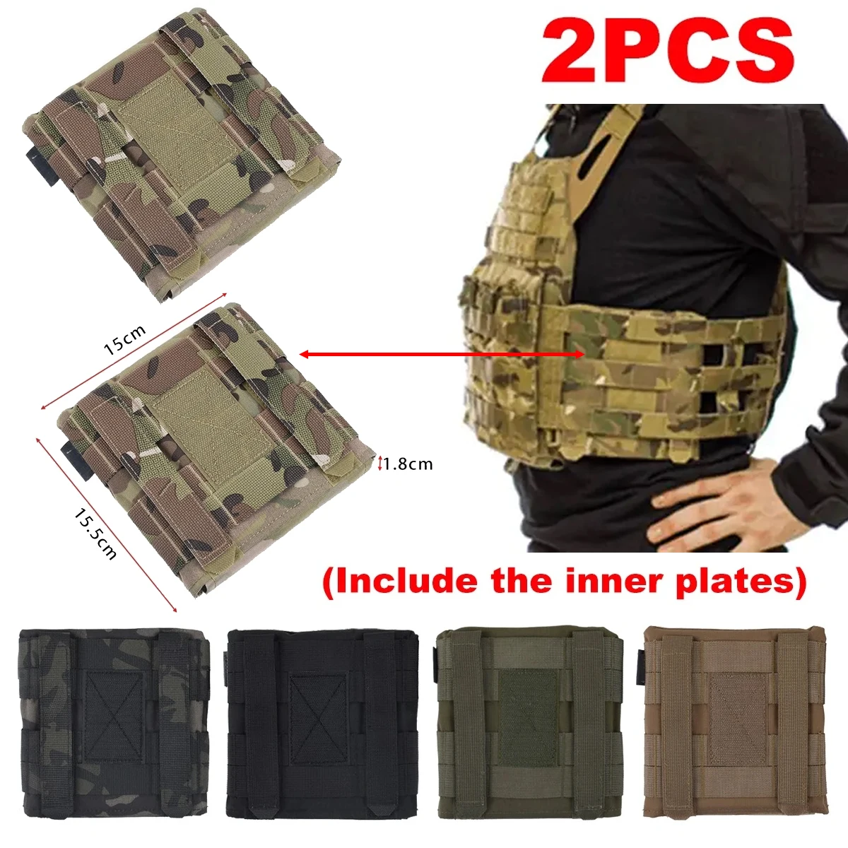 

Tactical Side Plate Pouch For JPC2.0 AVS Vest Molle Hunting Camouflage Side Pouch 35107 Tatical Gear Soft Shockproof Hook Loop