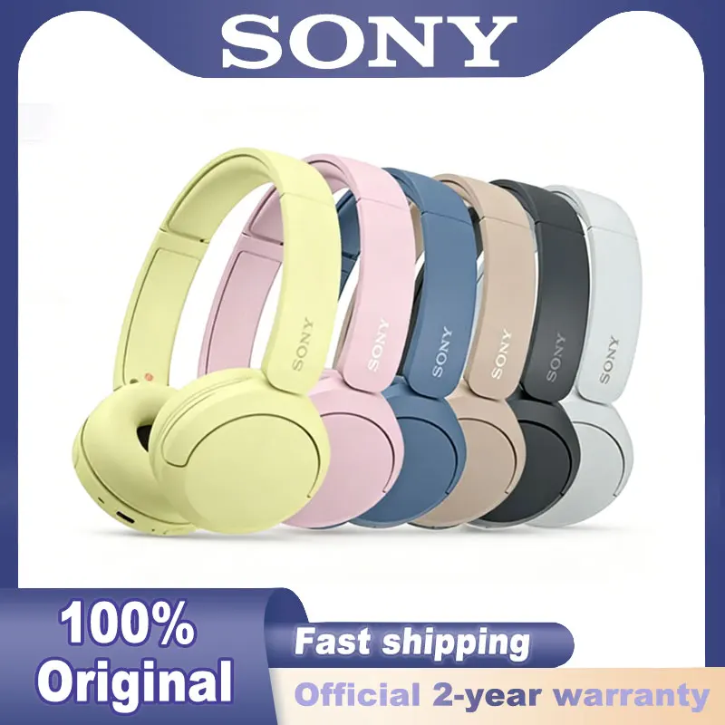 Беспроводные накладные наушники Sony WH-CH520, Bluetooth-гарнитура с микрофоном и длительным временем автономной работы