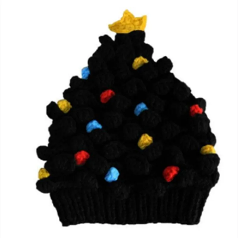 Nuevo sombrero de árbol de Navidad para decoración de fiesta navideña, sombrero de lana hecho a mano para árbol de Navidad, gorro cálido, gorro de regalo