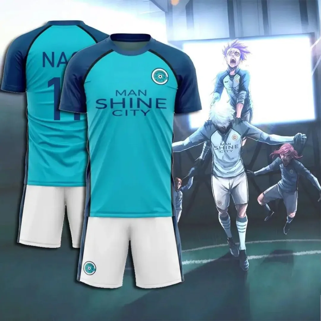 2025 Summer New Maillot Blue Lock Jersey Men's T-shirt Short Anime Shine City Soccer Jersey Set Flash Comic Bastard Munich