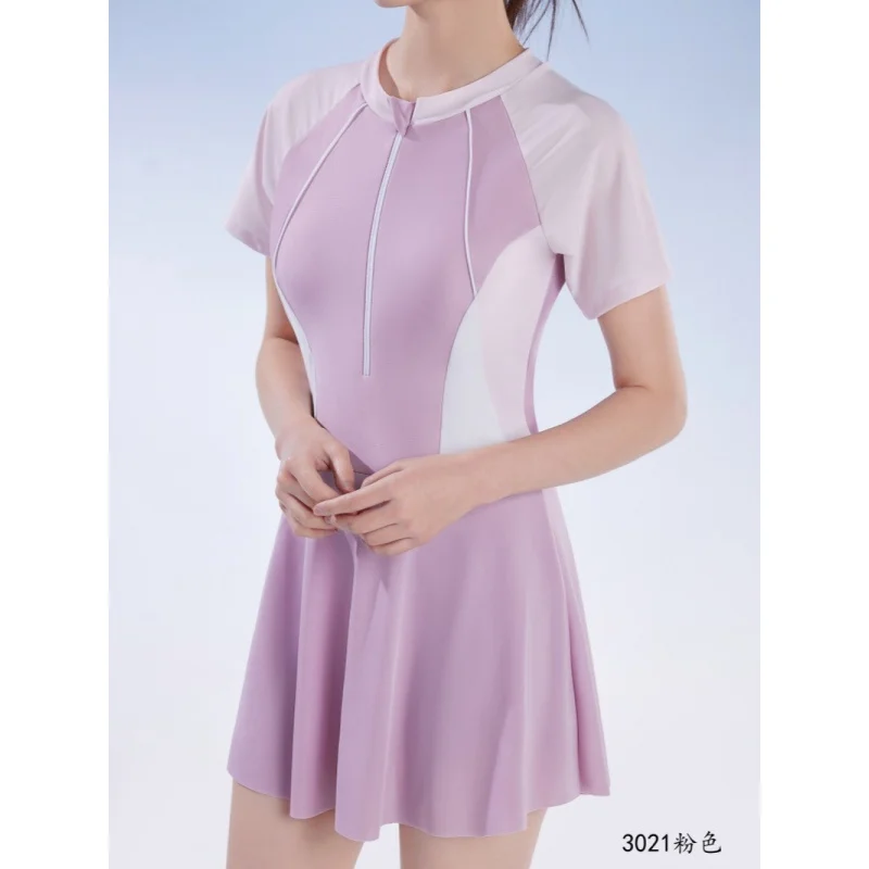 Minsu Traje de baño para mujer 2025 Nuevo traje de baño conservador de una pieza Control de barriga Adelgazante Estudiante Piscina Exclusivo Mujer S