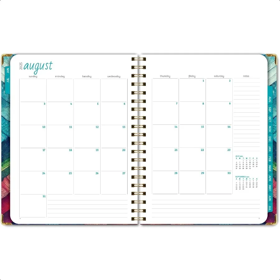 HARDCOVER Anno accademico 20252026: giugno 2025 a luglio 2026 8,5x11 Agenda annuale mensile settimanale giornaliera. Piega tascabile segnalibro