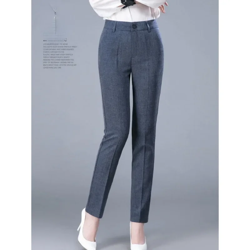 High Waist Formal Ankle Length Pants Women Casual Classic Slim Pantalones Korean Office Pencil Sweatpants Straight Suit Trousers