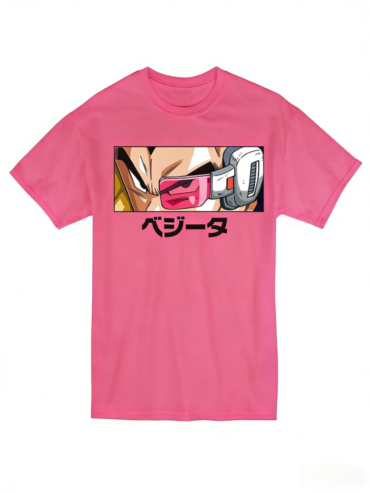 Bandai 2026 New Dragon Ball Z Vegeta Detector Eye Print High Quality Men's Short Sleeve Parent-Child Plus Size Loose Top T-Shirt