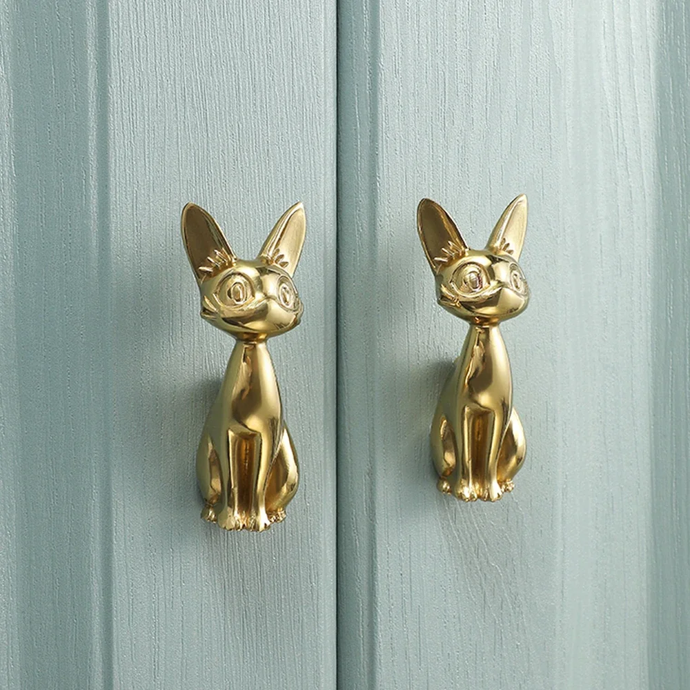 Cat Brass Cabinet Knobs Home Decor Dresser Pulls Drawer Handles Nightstand Pulls Closet Door Knobs Furniture Knobs Cute Hardware