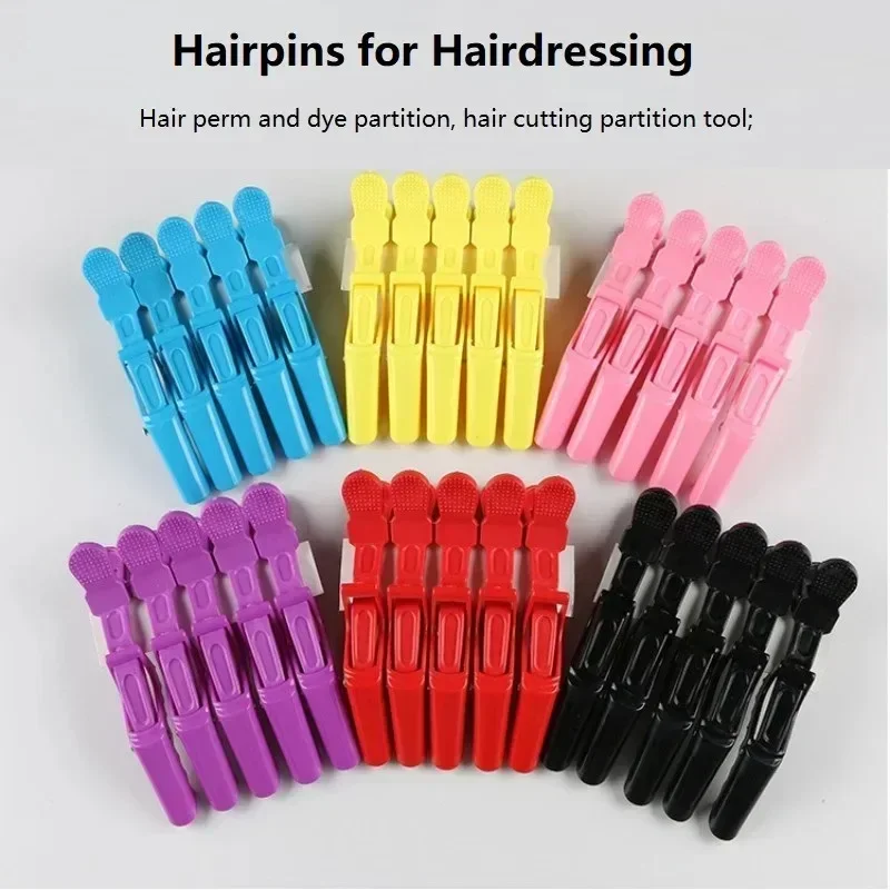 5Pcs Plastic Professional Hairdressing Salon Hairpins Black Plastic Single Prong DIY Alligator Hair Clip Hair Care Styling Tools