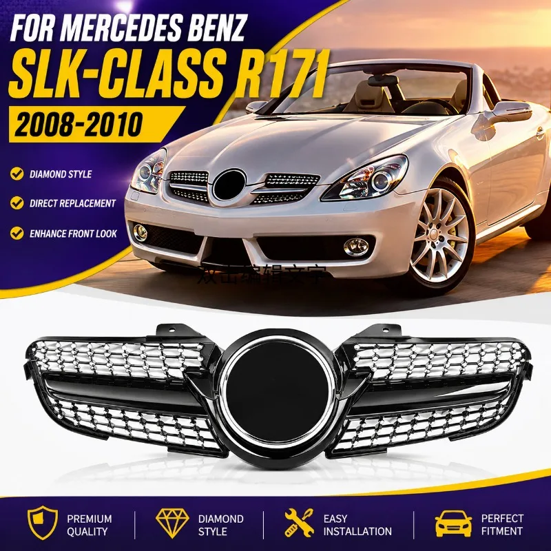 

Diamond Front Grille for Mercedes Benz SLK-Class R171 SLK200 SLK300 SLK350 SLK55 2008-2010 GT Style Auto parts Replacement Grill