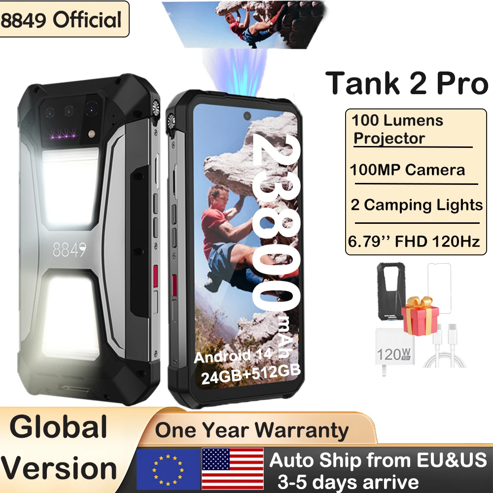 8849 Tank 2 PRO هاتف ذكي متين مع جهاز عرض 6.79 بوصة 2.4K عرض 24 جيجابايت 512 جيجابايت هاتف محمول 23800 مللي أمبير 120 واط أندرويد 14 #1